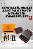 Dijital Göstergeli Powerbank Kablosuz Kulaklık ve 7 Kordonlu Yeni Nesil Akıllı Saat Dokunmatik Kontrol - 1