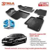 Renault Laguna III 2007-2015 Premium 3D Havuzlu Paspas Seti - 1