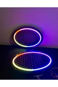 TREND 358 Modlu Kayar Ledli Oval Hoparlör Kapağı Pixel Kayar Neon Işıklı Oval Kapak - 1