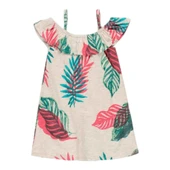 Kız Çocuk Yaprak Desenli Kolsuz Elbise Açık Gri - 2