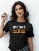 DEVISSO TRADERS Resistance B Futile - Bitcoin - Trader, Borsaci Kadın Siyah T-Shirt - 1