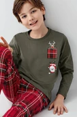 Arnetta Erkek Çocuk Aile %100 Pamuk 4 Mevsim New Year Uzun Kollu Pijama Takım - 11