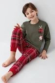 Arnetta Erkek Çocuk Aile %100 Pamuk 4 Mevsim New Year Uzun Kollu Pijama Takım - 7
