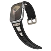 Watch Ultra 49mm Uyumlu-117 Hava Alabilen Delikli Metal Süslemeli Desenli Silikon Kordon thumbnail 10