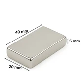 1 Adet 40x20x5mm Neodyum Magnet Güçlü N35 Mıknatıs Köşeli Nikel Kaplama thumbnail 4
