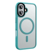 iPhone 16 Plus Kılıf Mat Arka Yüzey Wireless Şarj Özellikli Flet M-safe Kapak thumbnail 5