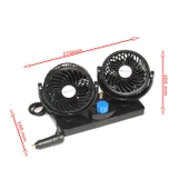 360 Derece Hareketli Çiftli Araç İçi Vantilatör 12V - 2