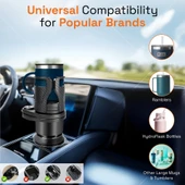 2’si 1 Arada Ayarlanabilir Araç Bardak Tutucu, Genişleyebilir Üst Kısım 3”-6.2”, Şişe Adaptörü, Araba Organizatörü, Dayanıklı Taban, Ramblers Hydroflask Uyumlu, Modern Araç Düzenleyic - 6