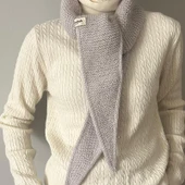 Pofuduk Sophie Örgü Eşarp Fular Şal PFDKF4 Simli Gri thumbnail 1