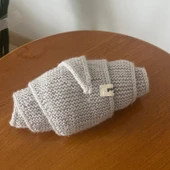 Pofuduk Sophie Örgü Eşarp Fular Şal PFDKF4 Simli Gri thumbnail 8