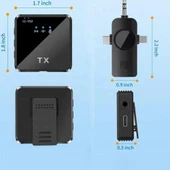 Profesyonel Kablosuz Yaka Mikrofonu Tüylü Gürültü Azaltmalı 3-1 Arada Type-C, AUX, Lightning Girişli 2 Mikrofonlu Youtube, Facebook, Tiktok Uyumlu Tüm Cihazlarla Uyumlu thumbnail 2