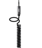 Belkin MIXIT Coiled Audio AUX Cable 6Ft / 1.8 meters - 3.5mm Coiled Braided Tangle Free Auxiliary Cable with Nickel Connectors, Durable and Sleek Audio Link - Black - 1