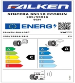 Falken 205/55 R16 TL 91H SINCERA SN110 Oto Yaz Lastiği (Üretim Tarihi:2025) thumbnail 2