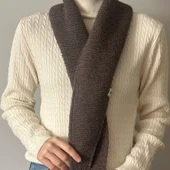 Pofuduk Sophie Örgü Eşarp Fular Şal PFDKF2 Kahverengi thumbnail 6