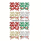 1 adet-2026 Parti Gözlükleri – Kırmızı & Yeşil Çizgili Çerçeve, Kar Tanesi Detaylı Dayanıklı Plastik Eğlenceli Parti Aksesuarı thumbnail 6