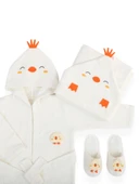 Bebitof %100 Pamuk Civciv Desenli Bebek Bornoz Seti BBTF.EKR.30038 - 11