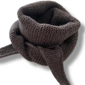 Pofuduk Sophie Örgü Eşarp Fular Şal PFDKF2 Kahverengi thumbnail 1