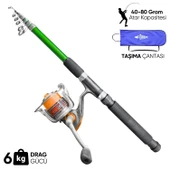 Olta Seti - 300cm Olta Kamışı 40-80GR / 4000'lik Olta Makinesi (XB-Yeşil) - Taşıma Çantalı thumbnail 1