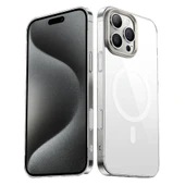 iPhone 16 Pro Kılıf M-safe Şarj Özellikli Şeffaf Cam Arka Yüzey G-Glass Kapak thumbnail 1