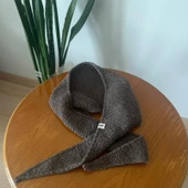 Pofuduk Sophie Örgü Eşarp Fular Şal PFDKF2 Kahverengi thumbnail 10