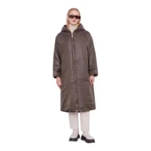 Haki Kolları Ribana Detaylı Uzun Mont - 1