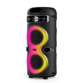 GD-2402 Dijital LED Göstergeli FM Radyolu Mikrofonlu RGB TWS Çift 4 inç Stereo Bass Kablosuz Karaoke Hoparlör thumbnail 5