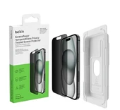 Belkin ScreenForce TemperedGlass Antimikrobiyal Ekran Gizlilik Koruyucu Folyo iPhone 15 ve iPhone 14 Pro için, İnce ve Çizilmez, Kabarcıksız Uygulama için Konumlandırma Kabuğu Dahil - 1