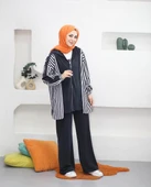 IŞŞIL 70081-Çizgi Kombin Esnek Penye Pantolonlu Takım - 4