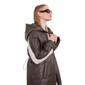 Haki Kolları Ribana Detaylı Uzun Mont - 6