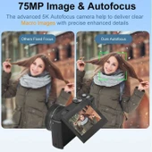 Ozmik 5K Dijital Kamera 75MP HD Retro Otomatik Odaklama Anti Shake 18x Zoom 64GB SD KART HEDİYE Siyah - 5