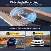 Ozmik 4k Cardshcam 170 Derece Geniş Açı 3 İnç IPS Araç Kamerası WiFi/Gece Görüşü/G-Sensör Ön/Arka - 3