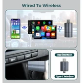 Ozmik  CarPlay Type-C/USB Kablosuz Android Otomatik Akıllı Dongle 2'si 1 Arada Adaptör 5.8Ghz WiFi thumbnail 9