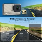 Ozmik 4k Cardshcam 170 Derece Geniş Açı 3 İnç IPS Araç Kamerası WiFi/Gece Görüşü/G-Sensör Ön/Arka - 4