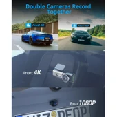Ozmik D28 WiFi Dashcam Araç Ön Arka, 4K+1080P, Araç Kamerası Araç Kamerası 64GB SD KART HEDİYE thumbnail 5