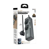 ZUIDID FC54 6in1 GAN Masaüstü Priz  Şarj Cihazı  1 x USB-A  3 x USB-C  2 x 220V - 2