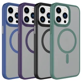 iPhone 15 Pro Kılıf Mat Arka Yüzey Wireless Şarj Özellikli Flet M-safe Kapak thumbnail 2