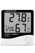 NACTUMU Bebek Odası İçin Dijital Masaüstü Termometre ve Nem Ölçer, Higrometre ve Saat Fonksiyonlu thumbnail 3