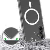 Samsung S24 Plus Kılıf M-safe Şarj Özellikli Şeffaf Sert PC Embos Kapak thumbnail 4