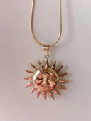 Güneş Tasarımlı Gold Çelik Kolye Aksesuar Şık - 1