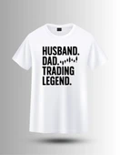 DEVISSO TRADERS Husband Dad Trading Legend - Borsaci Erkek Beyaz T-Shirt - 3