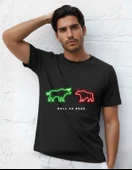 DEVISSO TRADERS Bull & Bear Neon - Traders, Borsaci Erkek Siyah T-Shirt - 1