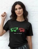 DEVISSO TRADERS Bull & Bear Neon - Traders, Borsaci Kadın Siyah T-Shirt - 1