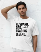 DEVISSO TRADERS Husband Dad Trading Legend - Borsaci Erkek Beyaz T-Shirt - 1