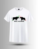 DEVISSO TRADERS Bull vs Bear - Traders, Borsaci Kadın Beyaz T-Shirt - 3