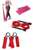 3'lü Set Kondisyon Fitnes Spor Atlama Ipi Egzersiz Pilates Bandı El Parmak Güçlendirme El Yayı - 1