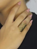 Trend Otantik Çiçek Desenli Antik Ayarlanabilir Kadın Vintage Yüzük euy1277 thumbnail 1