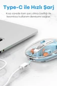 Bluetooth USB Çift Modlu Sessiz Mouse, Şeffaf Mıknatıslı Kapaklı, Type-C Şarjlı, DPI Ayarlı, Kablosuz 10m Çekim Mesafeli thumbnail 7