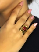 Doğal Taşlı Akik Doğal Taşlı Hasır Model Ayarlanabilir Kadın Doğal Taşlı Yüzük euy28ak thumbnail 2