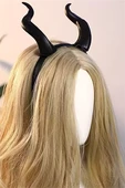 1 adet El Yapımı, Retro Punk Cadılar Bayramı Boynuz Başlık – Keçi Boynuzu Esintili Anime Pop Sanat Tasarım, Pluş Tüy Detaylı,-Siyah thumbnail 5