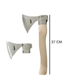 Kamp Baltası İkili Set – 37cm Survival ve 52cm Odun Yarma Baltası – Dövme Çelik Outdoor Seti thumbnail 2